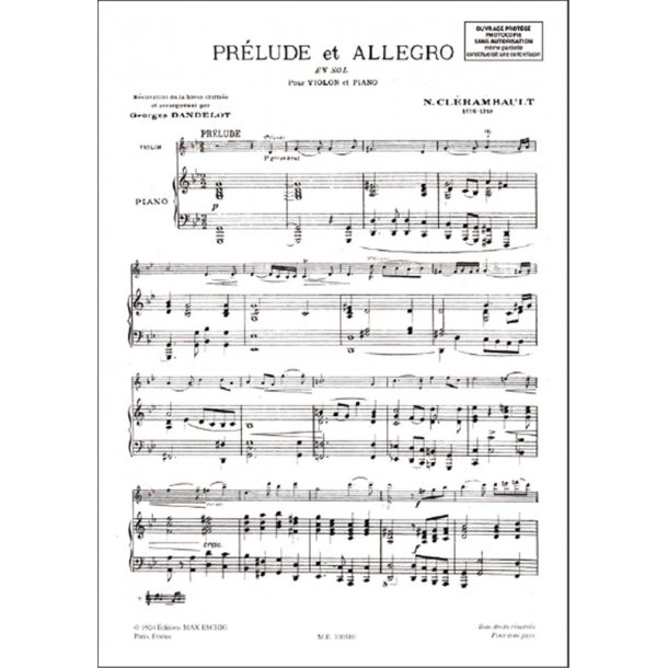 Pr&eacute;lude et Allegro (en sol) : Pour Violon & Piano